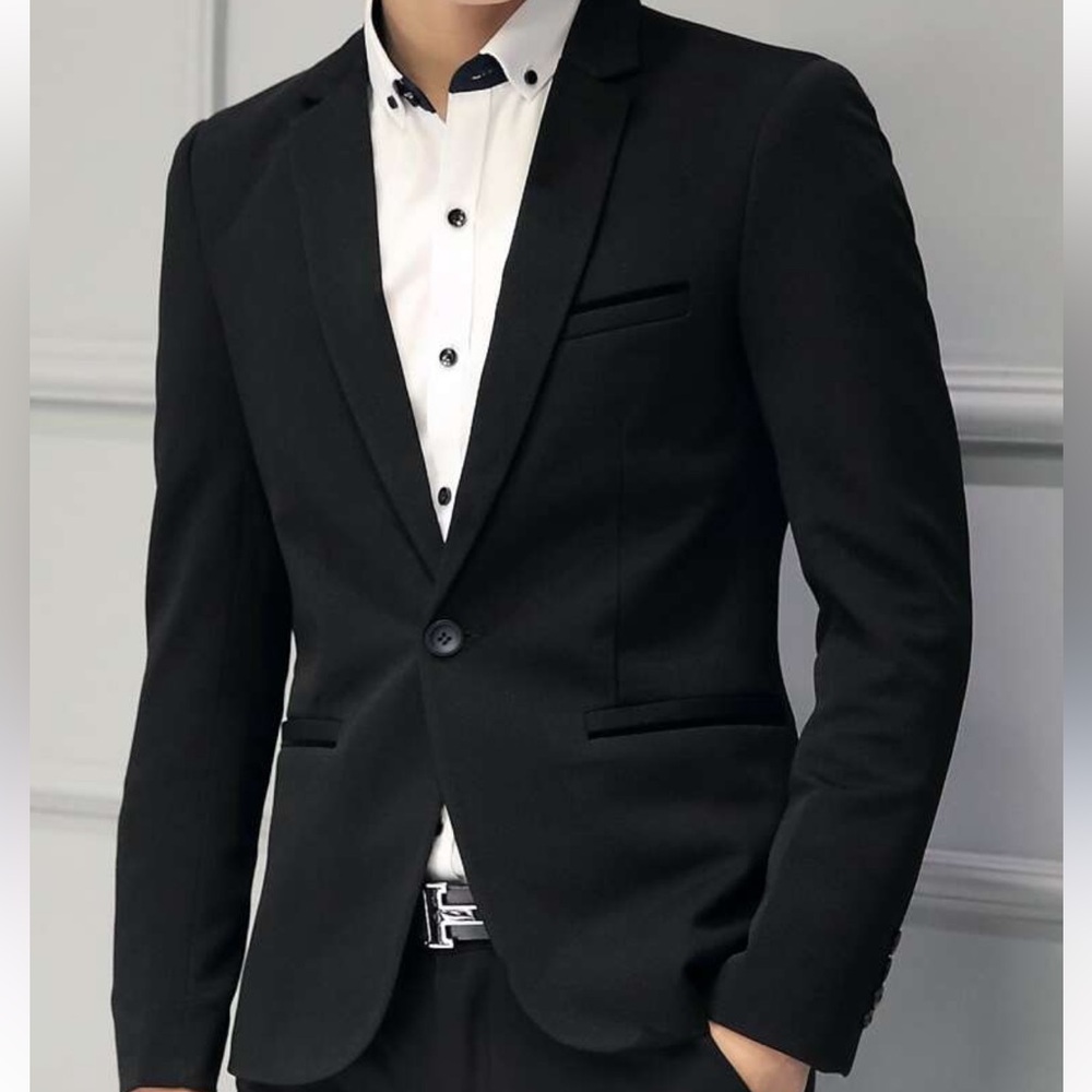 SHEIN Black Sport Coat Modern Regular Fit
